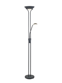 D0826BL  Brazier 180cm Floor Lamp With USB 2.1 mAh Socket; 20+5W LED; 3000K Touch Dimmer; Satin Black